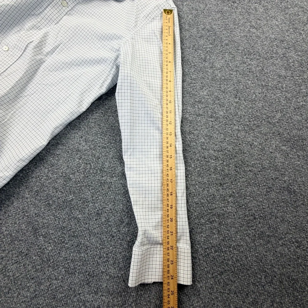 Banana Republic Slim Fit Non-Iron Grid Check Shirt White Men's Medium 15-15.5